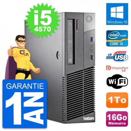 PC Lenovo ThinkCentre M93p SFF Intel i5-4570 RAM 16Go Disque 1To Windows 10 Wifi