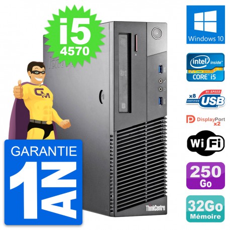 PC Lenovo ThinkCentre M93p SFF i5-4570 RAM 32Go Disque 250Go Windows 10 Wifi