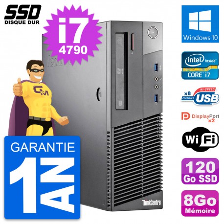 PC Lenovo ThinkCentre M93p SFF Intel i7-4790 RAM 8Go SSD 120Go Windows 10 Wifi