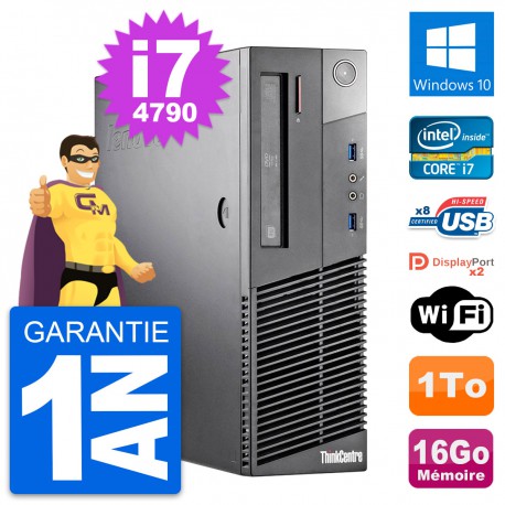 PC Lenovo ThinkCentre M93p SFF Intel i7-4790 RAM 16Go Disque 1To Windows 10 Wifi