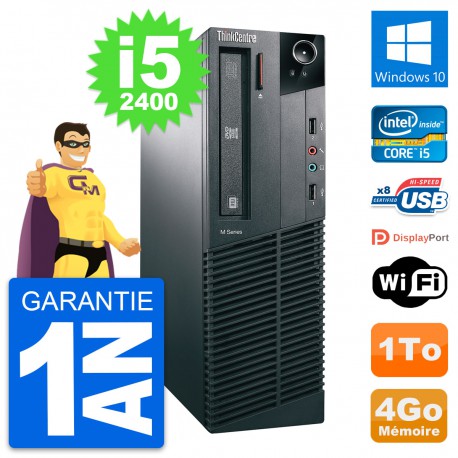 PC Lenovo ThinkCentre M81 SFF Intel i5-2400 RAM 4Go Disque 1To Windows 10 Wifi