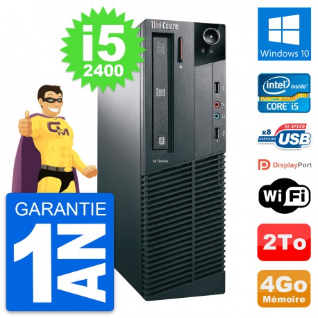 PC Lenovo ThinkCentre M81 SFF Intel i5-2400 RAM 4Go Disque 2To Windows 10 Wifi