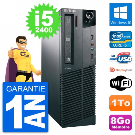 PC Lenovo ThinkCentre M81 SFF Intel i5-2400 RAM 8Go Disque 1To Windows 10 Wifi