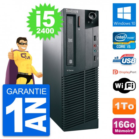 PC Lenovo ThinkCentre M81 SFF Intel i5-2400 RAM 16Go Disque 1To Windows 10 Wifi