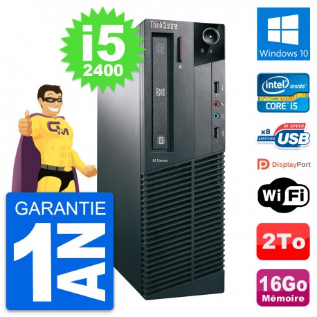 PC Lenovo ThinkCentre M81 SFF Intel i5-2400 RAM 16Go Disque 2To Windows 10 Wifi