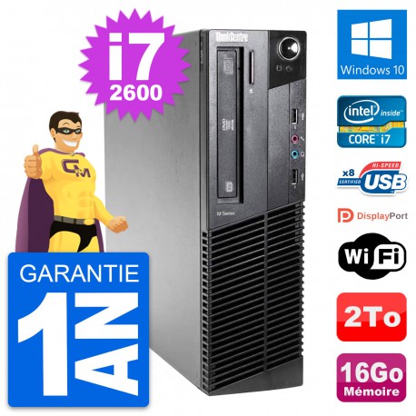 PC Lenovo ThinkCentre M81 SFF Intel i7-2600 RAM 16Go Disque 2To Windows 10 Wifi