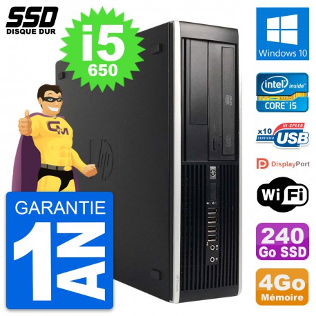 PC HP 8100 Elite SFF Intel Core i5-650 RAM 4Go SSD 240Go Windows 10 Wifi