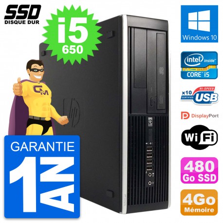 PC HP 8100 Elite SFF Intel Core i5-650 RAM 4Go SSD 480Go Windows 10 Wifi