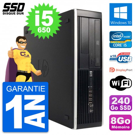 PC HP 8100 Elite SFF Intel Core i5-650 RAM 8Go SSD 240Go Windows 10 Wifi