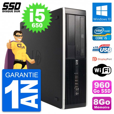 PC HP 8100 Elite SFF Intel Core i5-650 RAM 8Go SSD 960Go Windows 10 Wifi