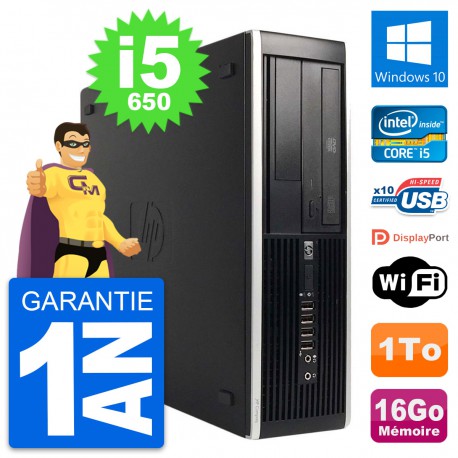 PC HP 8100 Elite SFF Intel Core i5-650 RAM 16Go Disque Dur 1To Windows 10 Wifi