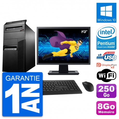 PC Tour Lenovo M93p Ecran 19" Intel G3220 RAM 8Go Disque 250Go Windows 10 Wifi
