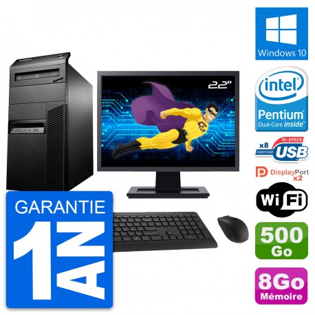 PC Tour Lenovo M93p Ecran 22" Intel G3220 RAM 8Go Disque 500Go Windows 10 Wifi