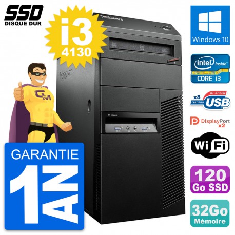 PC Tour Lenovo ThinkCentre M93p Intel i3-4130 RAM 32Go SSD 120Go Windows 10 Wifi