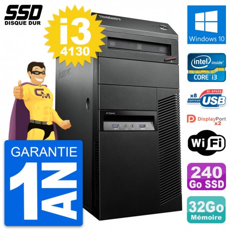 PC Tour Lenovo ThinkCentre M93p Intel i3-4130 RAM 32Go SSD 240Go Windows 10 Wifi