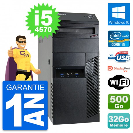 PC Tour Lenovo ThinkCentre M93p i5-4570 RAM 32Go Disque 500Go Windows 10 Wifi