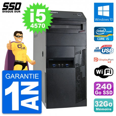 PC Tour Lenovo ThinkCentre M93p Intel i5-4570 RAM 32Go SSD 240Go Windows 10 Wifi