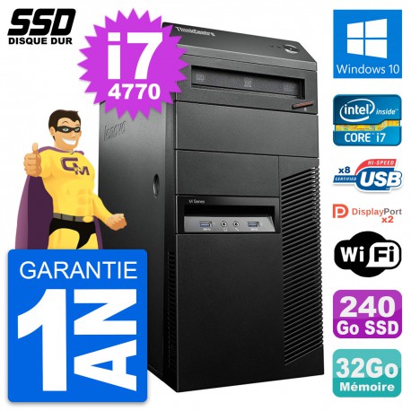 PC Tour Lenovo ThinkCentre M93p Intel i7-4770 RAM 32Go SSD 240Go Windows 10 Wifi