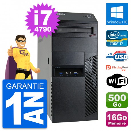PC Tour Lenovo ThinkCentre M93p i7-4790 RAM 16Go Disque 500Go Windows 10 Wifi