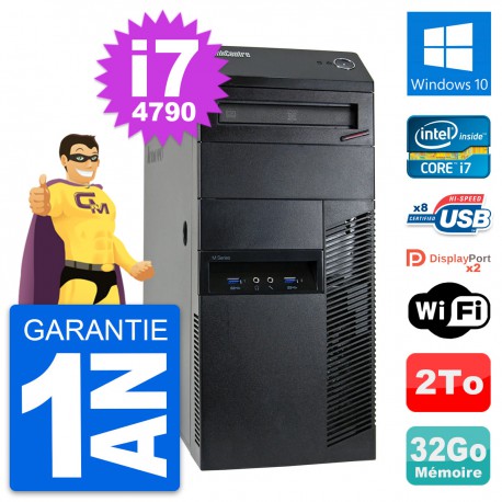 PC Tour Lenovo ThinkCentre M93p Core i7-4790 RAM 32Go Disque 2To Windows 10 Wifi