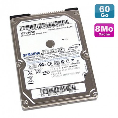 Disque Dur PC Portable 60Go IDE 2.5" Samsung SpinPoint M MP0603H 5400RPM 8Mo