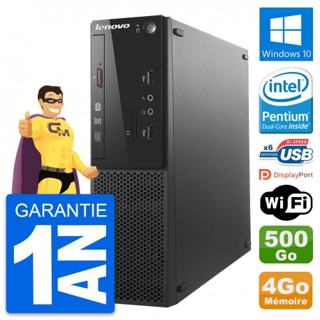 PC Lenovo S500 SFF Intel G3220 RAM 4Go Disque Dur 500Go Windows 10 Wifi