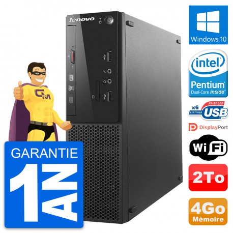 PC Lenovo S500 SFF Intel G3220 RAM 4Go Disque Dur 2To Windows 10 Wifi