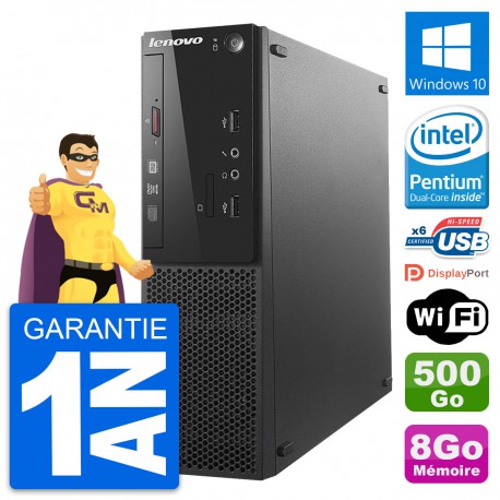 PC Lenovo S500 SFF Intel G3220 RAM 8Go Disque Dur 500Go Windows 10 Wifi