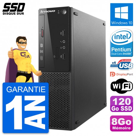 PC Lenovo S500 SFF Intel G3220 RAM 8Go SSD 120Go Windows 10 Wifi
