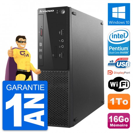 PC Lenovo S500 SFF Intel G3220 RAM 16Go Disque Dur 1To Windows 10 Wifi