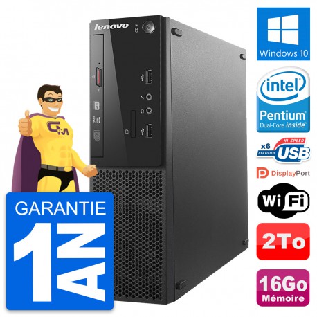 PC Lenovo S500 SFF Intel G3220 RAM 16Go Disque Dur 2To Windows 10 Wifi