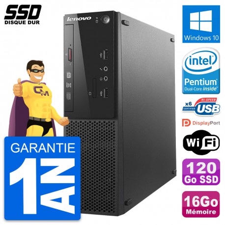 PC Lenovo S500 SFF Intel G3220 RAM 16Go SSD 120Go Windows 10 Wifi