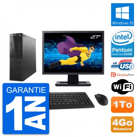PC Lenovo S500 SFF Ecran 27" Intel G3220 RAM 4Go Disque 1To Windows 10 Wifi