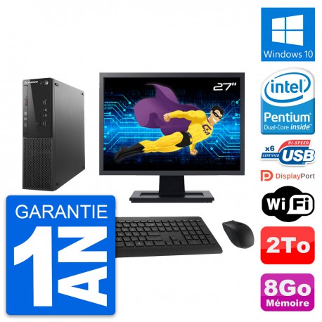 PC Lenovo S500 SFF Ecran 27" Intel G3220 RAM 8Go Disque 2To Windows 10 Wifi