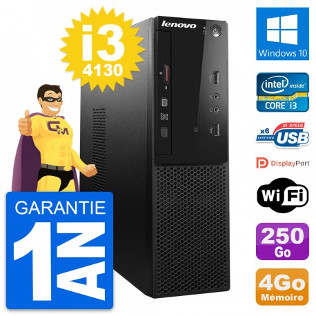 PC Lenovo S500 SFF Intel Core i3-4130 RAM 4Go Disque Dur 250Go Windows 10 Wifi