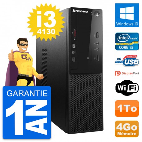 PC Lenovo S500 SFF Intel Core i3-4130 RAM 4Go Disque Dur 1To Windows 10 Wifi