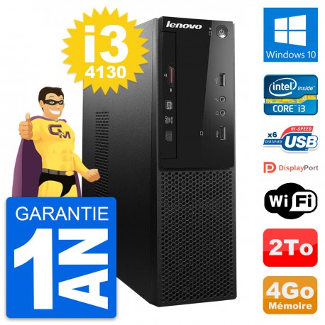 PC Lenovo S500 SFF Intel Core i3-4130 RAM 4Go Disque Dur 2To Windows 10 Wifi