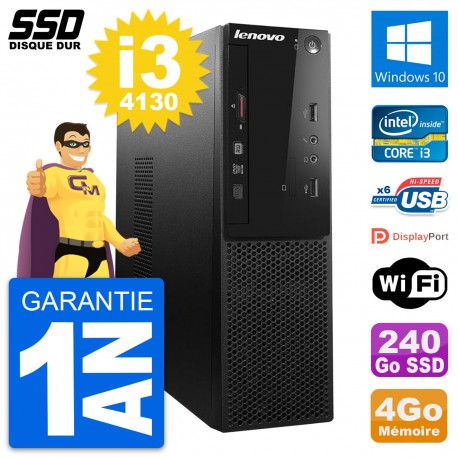 PC Lenovo S500 SFF Intel Core i3-4130 RAM 4Go SSD 240Go Windows 10 Wifi