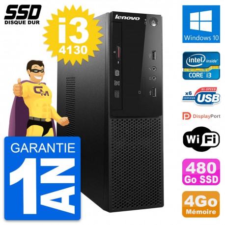 PC Lenovo S500 SFF Intel Core i3-4130 RAM 4Go SSD 480Go Windows 10 Wifi