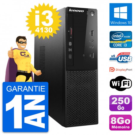PC Lenovo S500 SFF Intel Core i3-4130 RAM 8Go Disque Dur 250Go Windows 10 Wifi