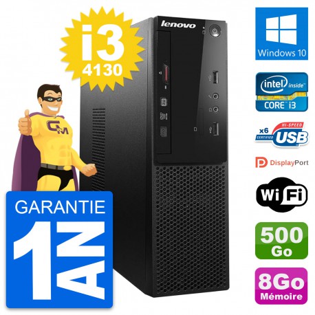 PC Lenovo S500 SFF Intel Core i3-4130 RAM 8Go Disque Dur 500Go Windows 10 Wifi