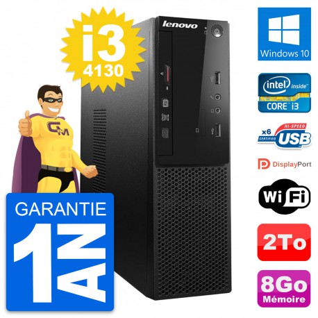 PC Lenovo S500 SFF Intel Core i3-4130 RAM 8Go Disque Dur 2To Windows 10 Wifi