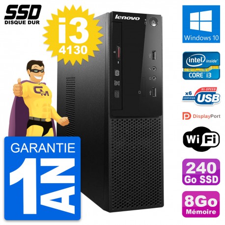 PC Lenovo S500 SFF Intel Core i3-4130 RAM 8Go SSD 240Go Windows 10 Wifi