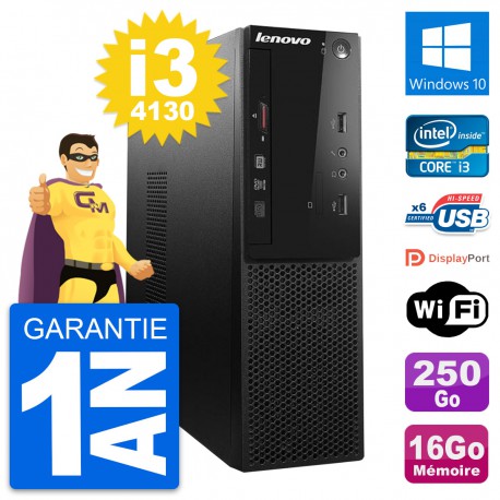 PC Lenovo S500 SFF Intel Core i3-4130 RAM 16Go Disque Dur 250Go Windows 10 Wifi