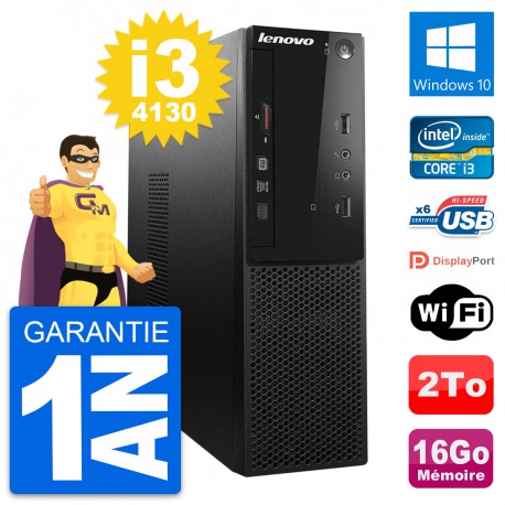 PC Lenovo S500 SFF Intel Core i3-4130 RAM 16Go Disque Dur 2To Windows 10 Wifi