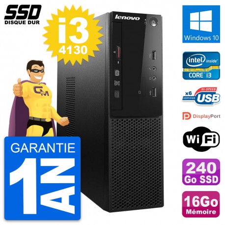 PC Lenovo S500 SFF Intel Core i3-4130 RAM 16Go SSD 240Go Windows 10 Wifi