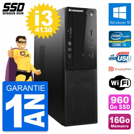PC Lenovo S500 SFF Intel Core i3-4130 RAM 16Go SSD 960Go Windows 10 Wifi