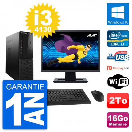 PC Lenovo S500 SFF Ecran 22" Intel i3-4130 RAM 16Go Disque 2To Windows 10 Wifi