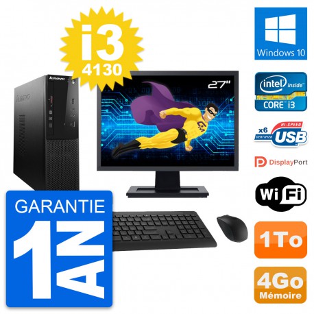 PC Lenovo S500 SFF Ecran 27" Intel i3-4130 RAM 4Go Disque 1To Windows 10 Wifi