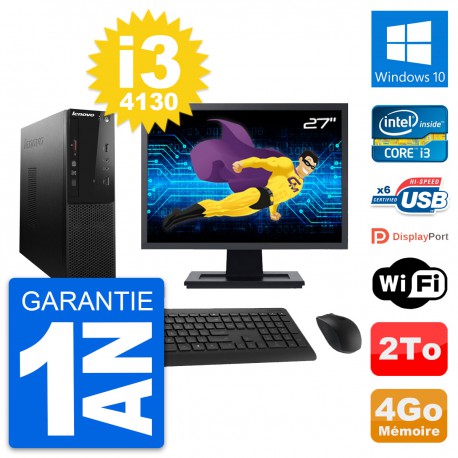 PC Lenovo S500 SFF Ecran 27" Intel i3-4130 RAM 4Go Disque 2To Windows 10 Wifi